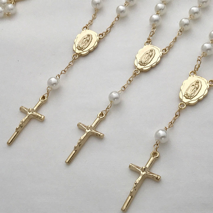 Olivenorma Pearl Cross Bracciale Rosario Vergine Maria