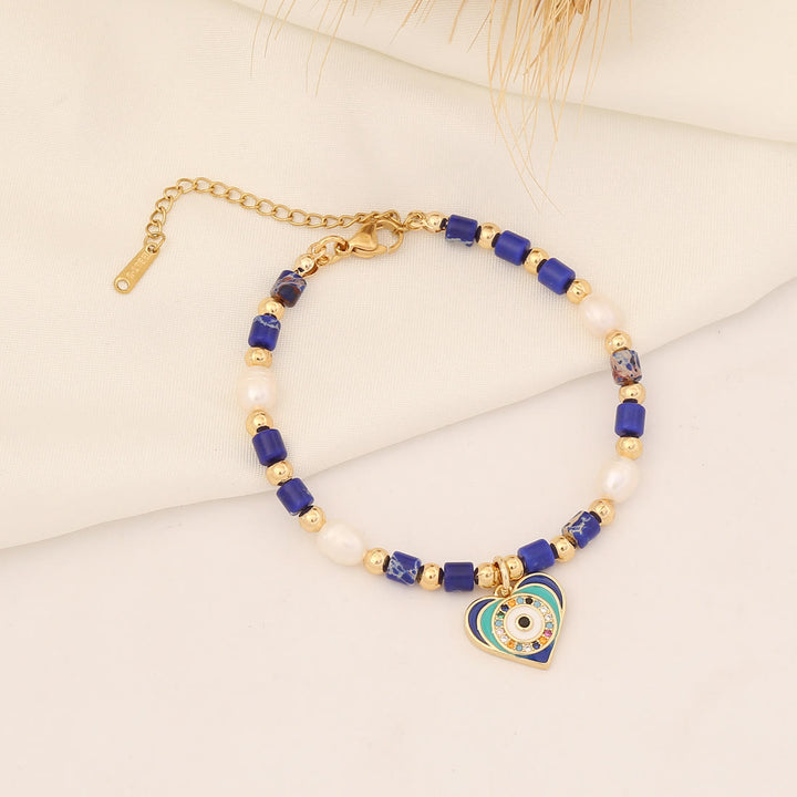 Bracciale in rame con perle d'acqua dolce in pietra naturale Olivenorma 
