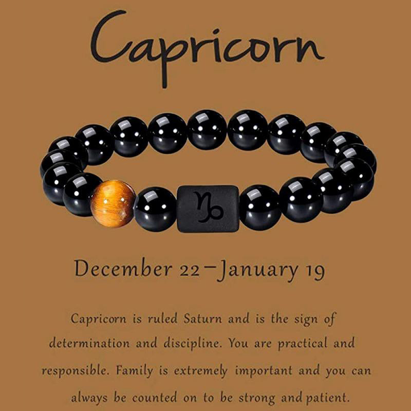 Bracciale portafortuna dello zodiaco in ossidiana Olivenorma