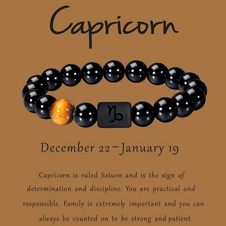 Bracciale portafortuna dello zodiaco in ossidiana Olivenorma