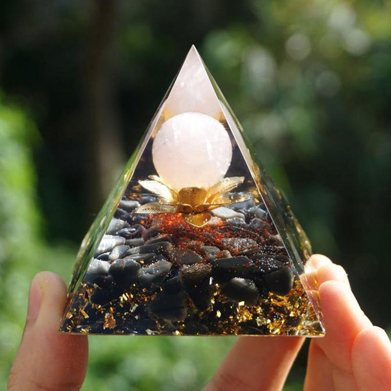Olivenorma Quarzo Ialino Ossidiana Simbolo del Loto Piramide Orgonica