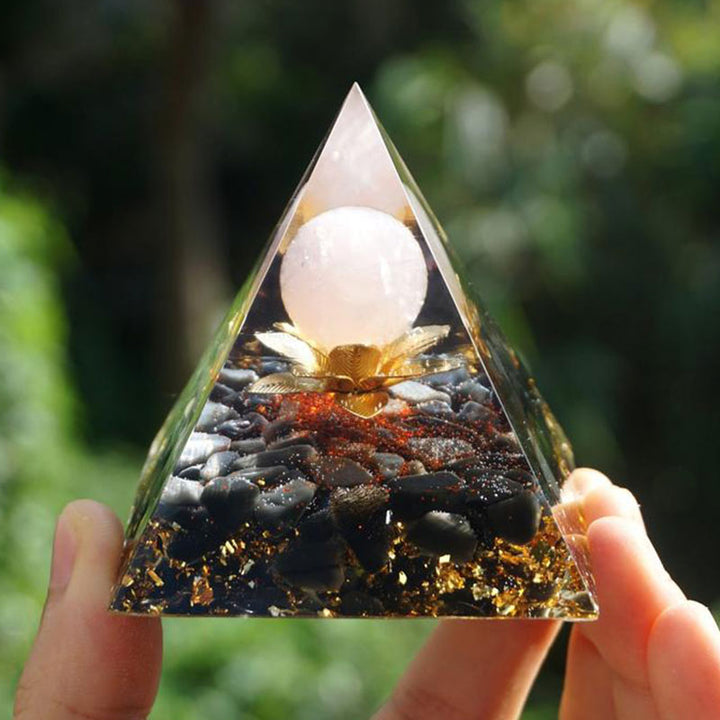 Olivenorma Quarzo Ialino Ossidiana Simbolo del Loto Piramide Orgonica