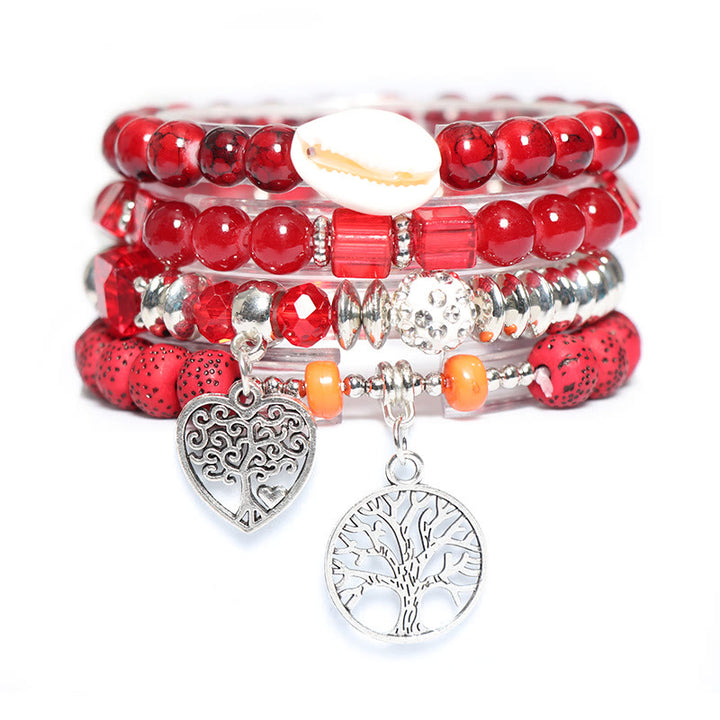 Olivenorma Albero della vita Cuore Ciondolo Braccialetto di perline Set 