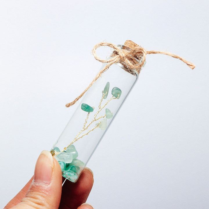 Decorazione per bottiglia di vetro in pietra frantumata con cristallo di chakra Olivenorma