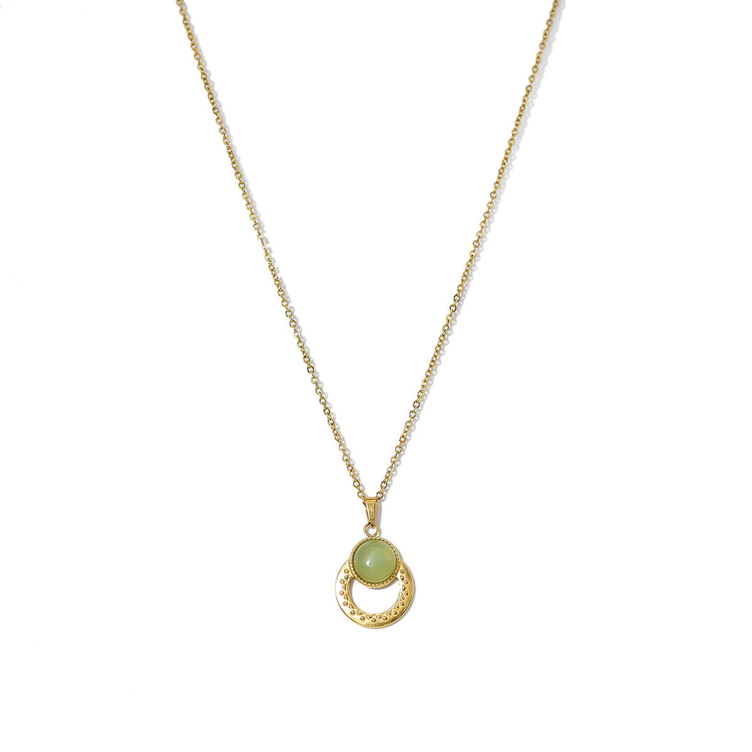 Collana con ciondolo ovale turchese africano verde Olivenorma 