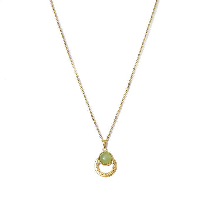 Collana con ciondolo ovale turchese africano verde Olivenorma 