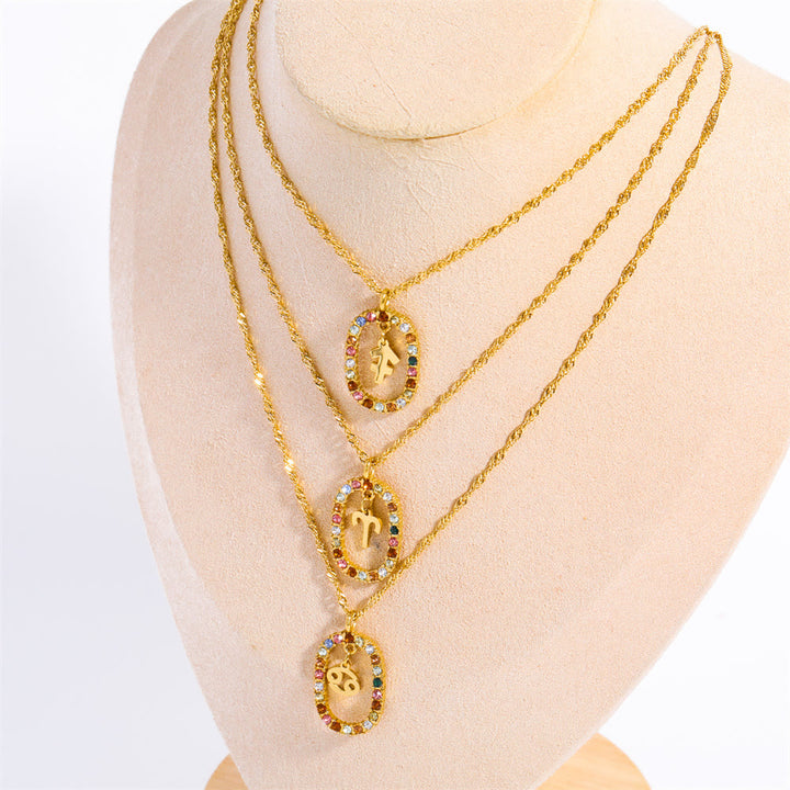 Collana Olivenorma Zircone traforato Ovale Costellazione Zodiacale