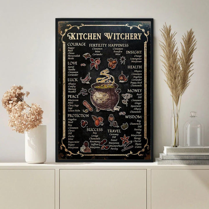 Olivenorma Witch's Kitchen Cookbook Piatto in metallo nero Decorazione da parete