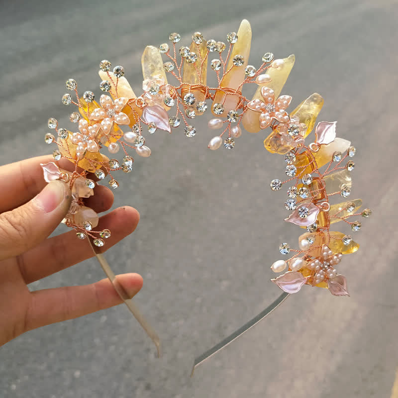 Olivenorma Cristallo naturale di lusso con corona di cristallo di perle