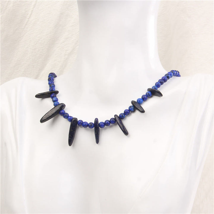 Olivenorma Collana Bohémien in Pietra Zanna Naturale con Perline da 4 mm