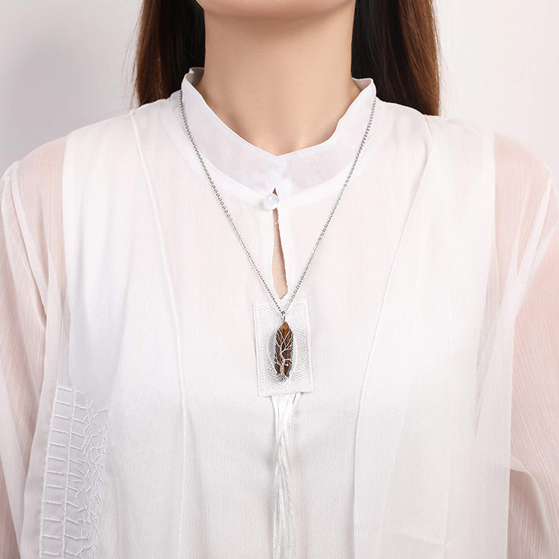Collana in cristallo Olivenorma con pietra preziosa dell'albero della vita
