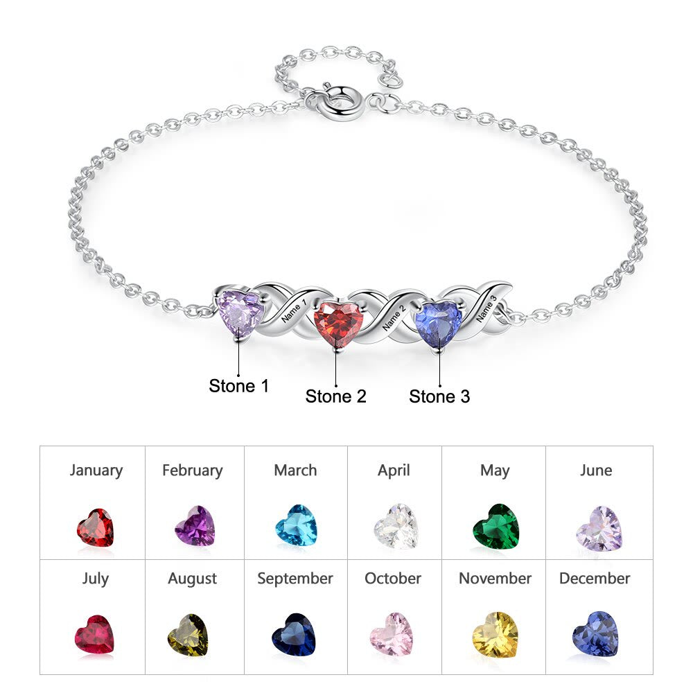 Olivenorma Bracciale personalizzato con pietra portafortuna della mamma inciso