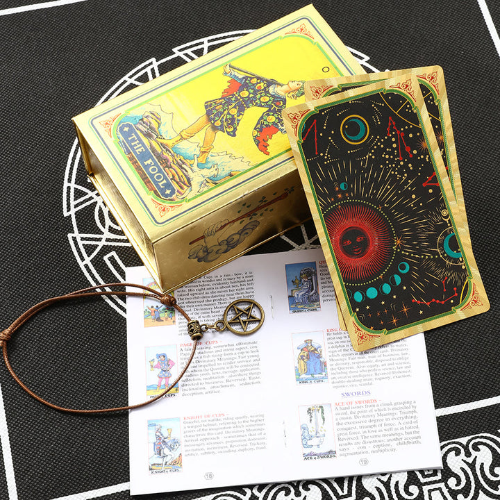 Olivenorma Bronzing Cosmic Red Sun Golden Tarot Deck Carte