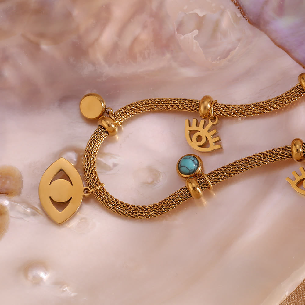 Collana Olivenorma con catena spessa e zircone bianco turchese malocchio 