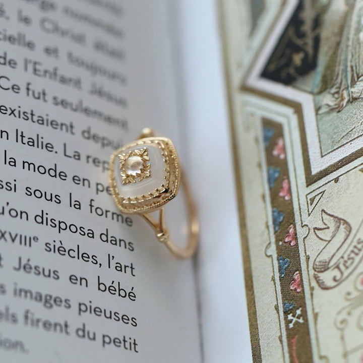 Anello vintage in quarzo trasparente quadrato Olivenorma - image 7
