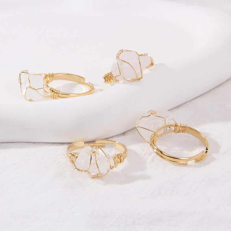 Anello con pietra preziosa naturale irregolare e ruvida Olivenorma