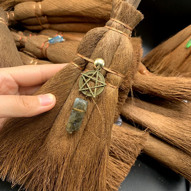 Ornamento a forma di stella di scopa di paglia di cristallo Olivenorma