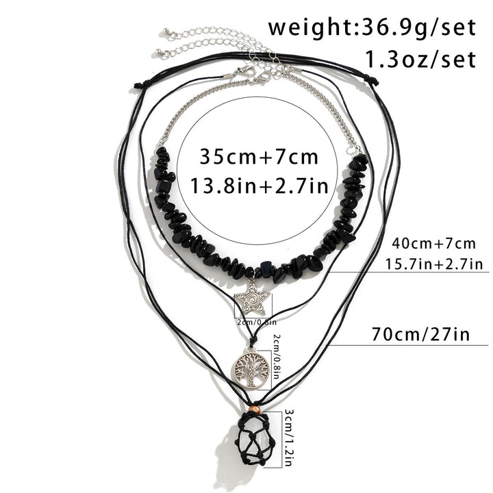 Olivenorma Ossidiana Albero della Vita Collana con Ciondolo Malocchio Set 
