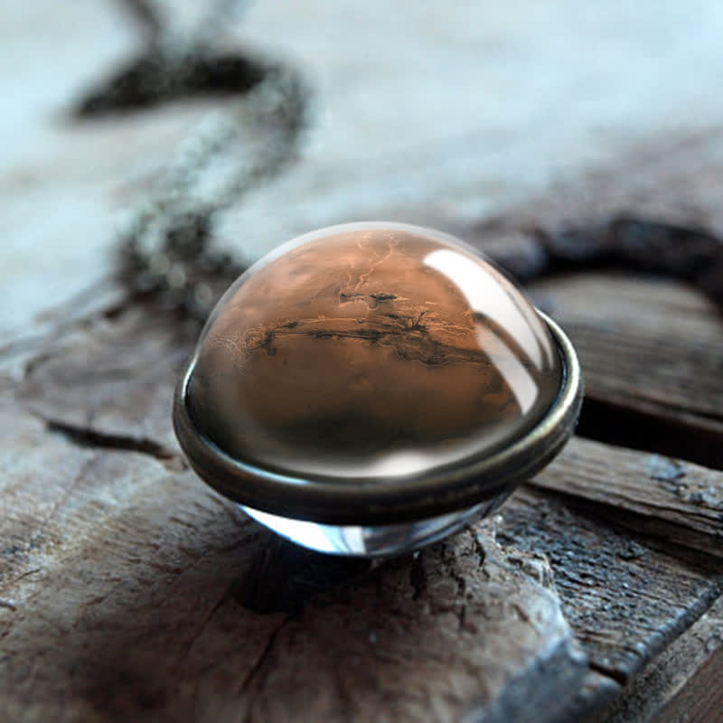 Collana Olivenorma con pianeti e cielo in vetro bifacciale