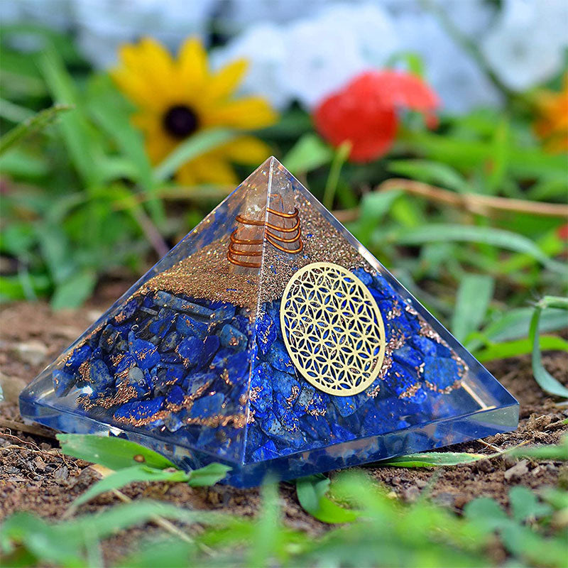 Olivenorma Lapislazzuli Fiore della vita Piramide di orgone 