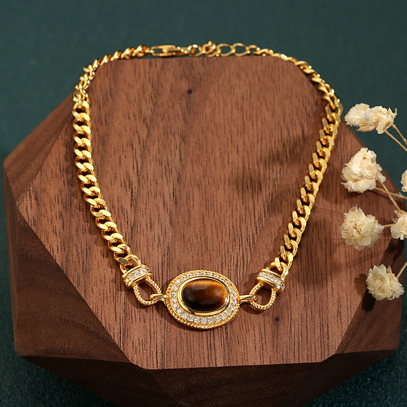 Olivenorma "The Book Of Galaxy" Bracciale in oro con occhio di tigre 
