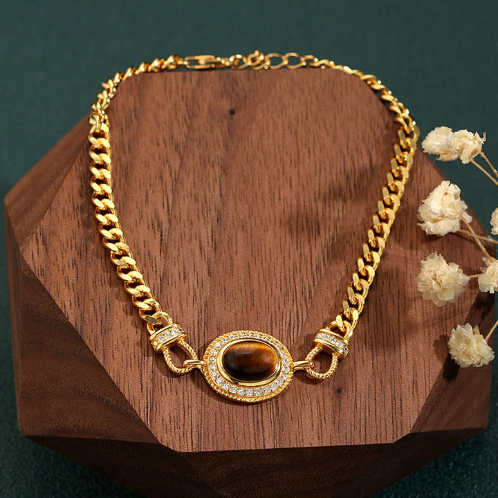 Olivenorma "The Book Of Galaxy" Bracciale in oro con occhio di tigre 