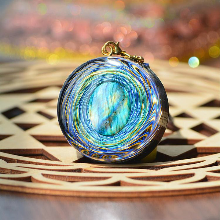 Collana di orgone blu naturale di labradorite dello spazio sacro Olivenorma