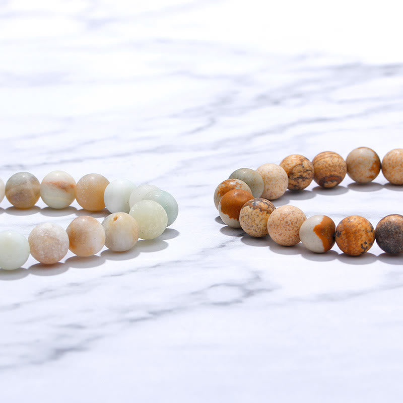 Olivenorma Braccialetto con incisione in pietra preziosa naturale His Princess Her Prince, 2 pezzi 