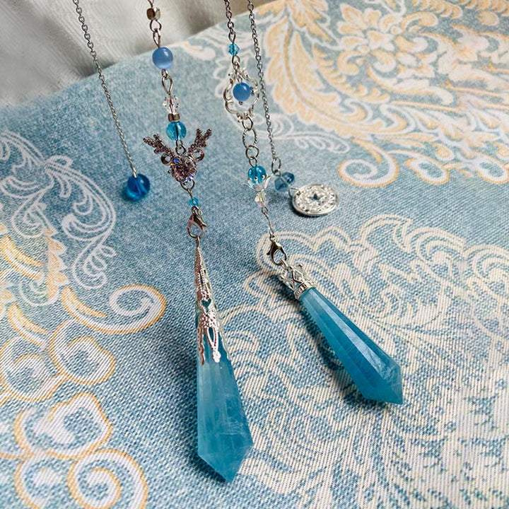 Olivenorma Acquamarina Corna Corona Catena Argento Pendolo 