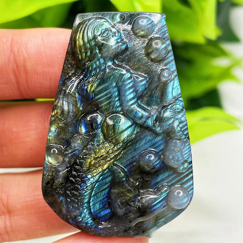 Ornamenti con faccia di luna in labradorite naturale Olivenorma , decorazione con pietre preziose 