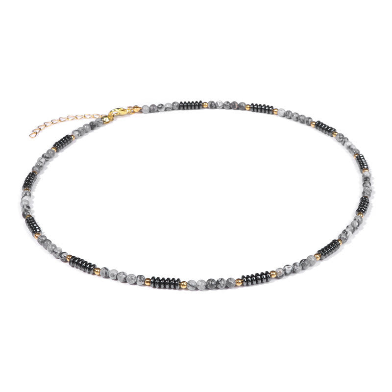 Collana Olivenorma con pietre preziose ed ematite