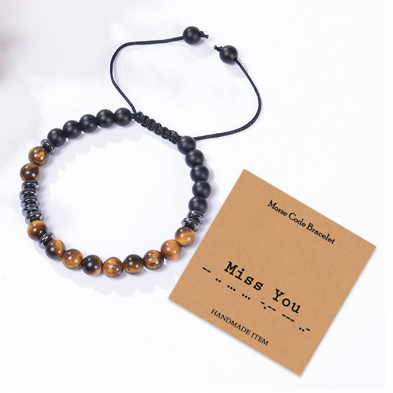 Olivenorma Bracciale da uomo con perline in occhio di tigre blu naturale da 6 mm