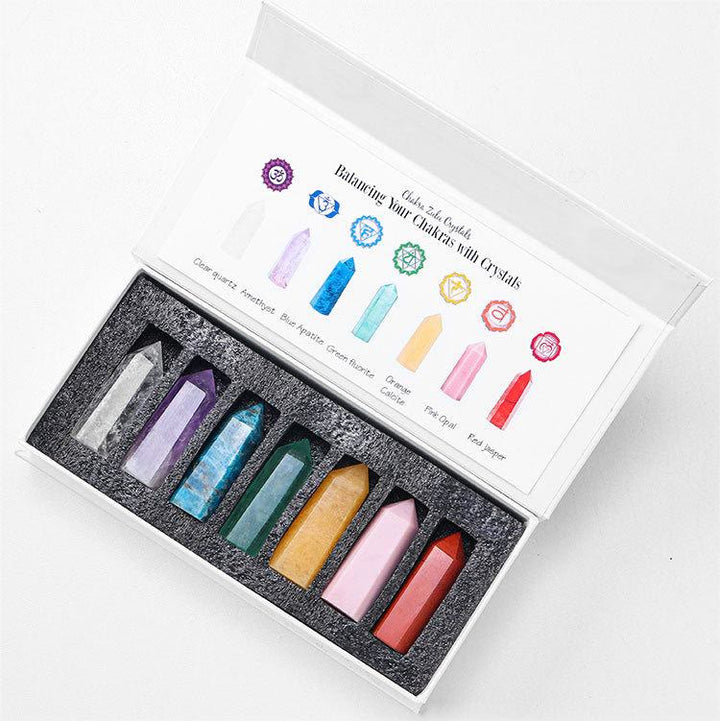 Olivenorma Chakra Pietra grezza Decorazione Set Bacchette di Cristallo