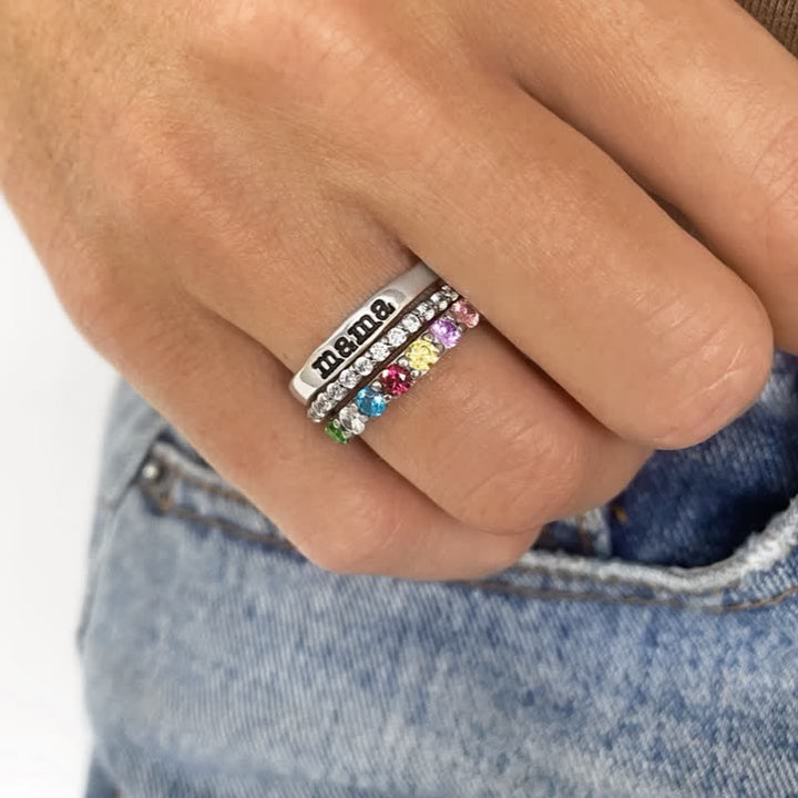 Olivenorma regalo personalizzato pietra portafortuna con zircone set di anelli da 3 pezzi