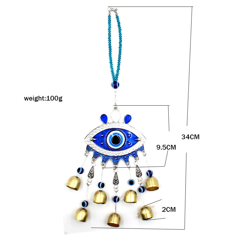 Olivenorma Occhio diabolico turco blu con 7 campanelli Decorazione da parete 