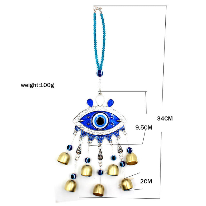 Olivenorma Occhio diabolico turco blu con 7 campanelli Decorazione da parete 