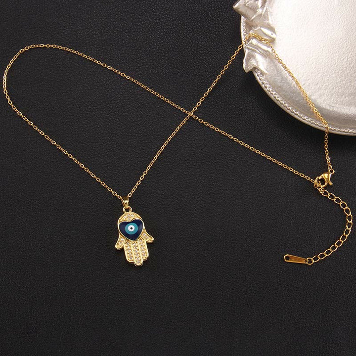 Olivenorma "Buona Fortuna" Hamsa con Collana Occhio Malvagio