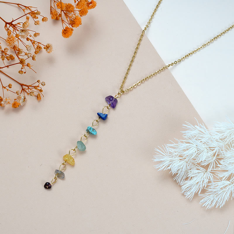 Collana con ciondolo a forma di nappa chakra in pietra naturale Olivenorma