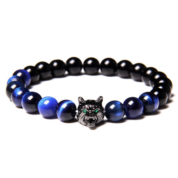 Braccialetto Olivenorma Night Blue Tiger Eye Wolf