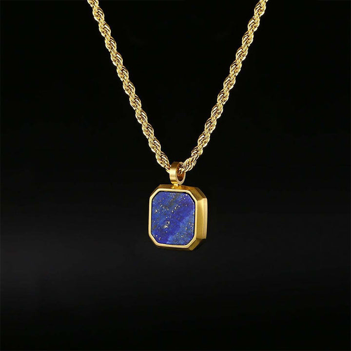 Olivenorma Collana con ciondolo quadrato da uomo con catena lunga per maglione 