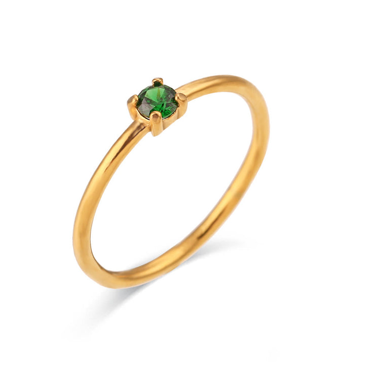 Anello Olivenorma Simple Birthstone in acciaio inossidabile placcato 18k