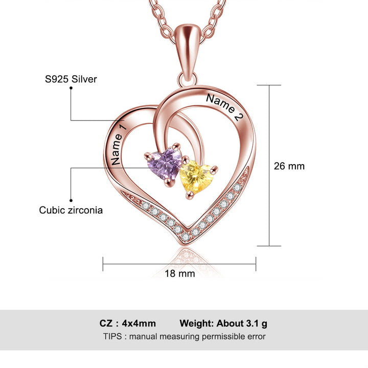 Olivenorma Custom Heart Promise 2 Pietre Portafortuna Nome Collana Incisione