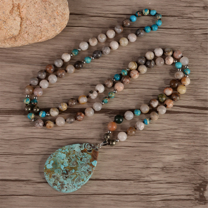 Collana di perline di turchese africano naturale fatto a mano Olivenorma