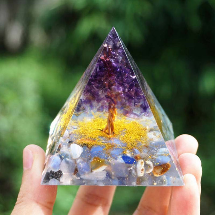 Olivenorma Ametista Pizzo Blu Agata Albero della Vita Piramide Orgonica 
