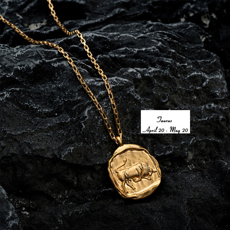Collana Olivenorma Zodiac in acciaio al titanio placcato oro 18k