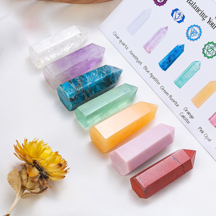 Olivenorma Chakra Pietra grezza Decorazione Set Bacchette di Cristallo
