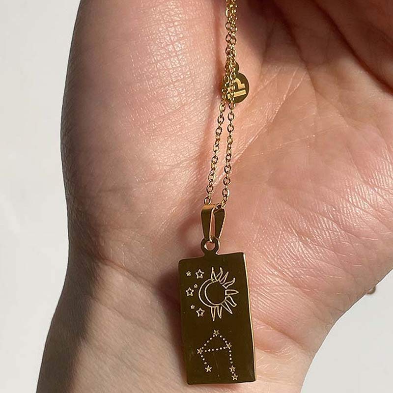 Collana con catena riempita d'oro Olivenorma Zodiac 
