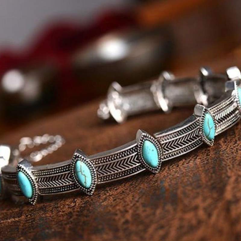 Collana girocollo etnica turchese in stile retrò