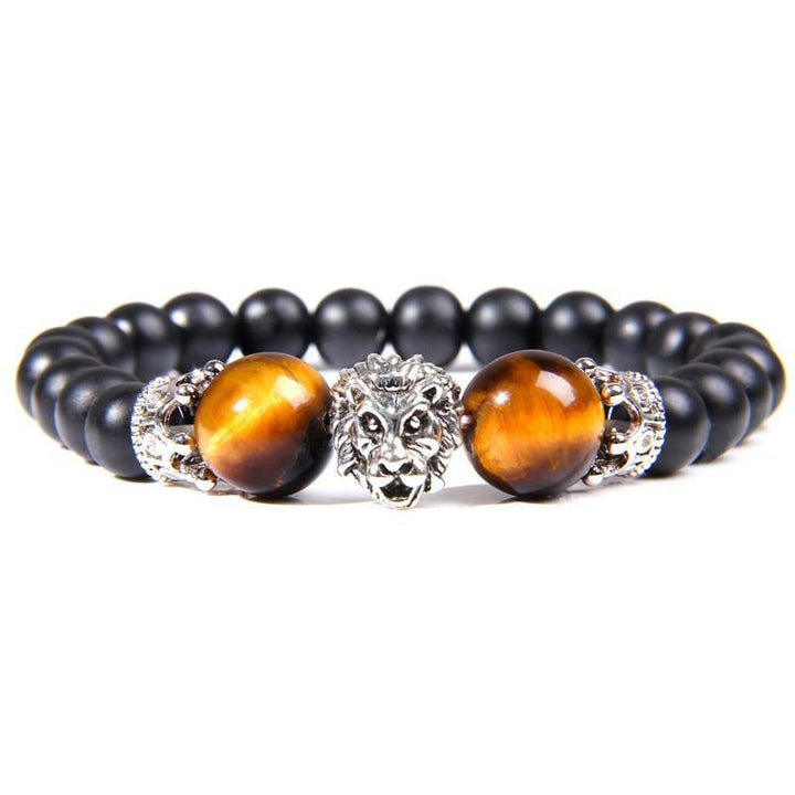 Bracciale con simbolo del leone in pietra di cristallo naturale Olivenorma 