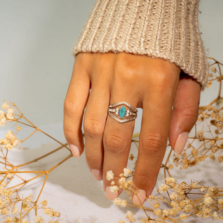 Olivenorma S925 Sterling Silver Turchese Anello in due pezzi